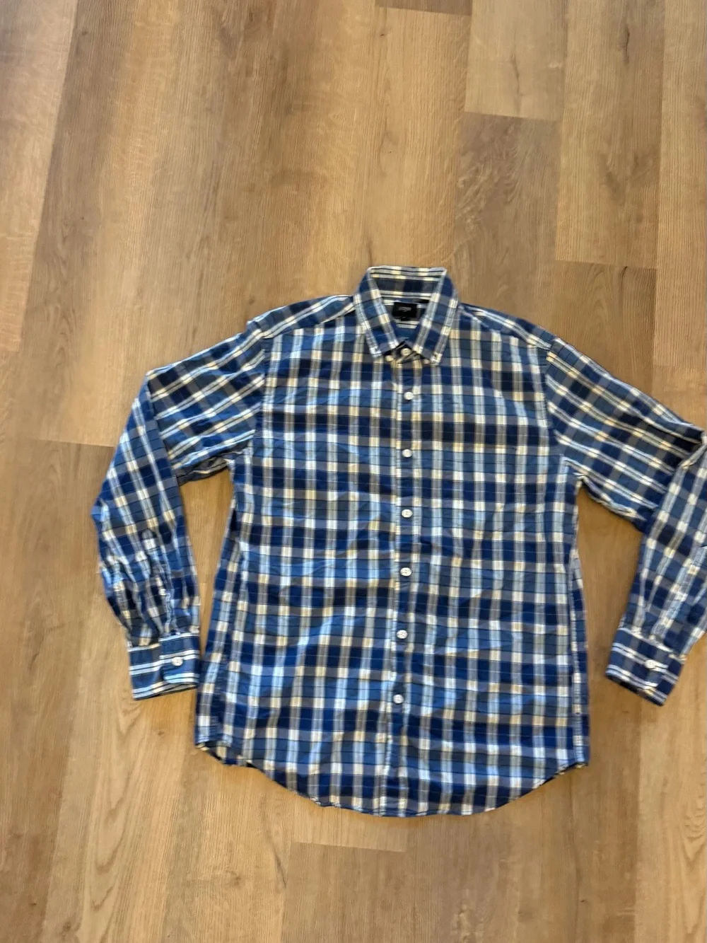 J.Crew Men’s Medium Blue Plaid 100% Cotton Button Down Shirt Preppy
